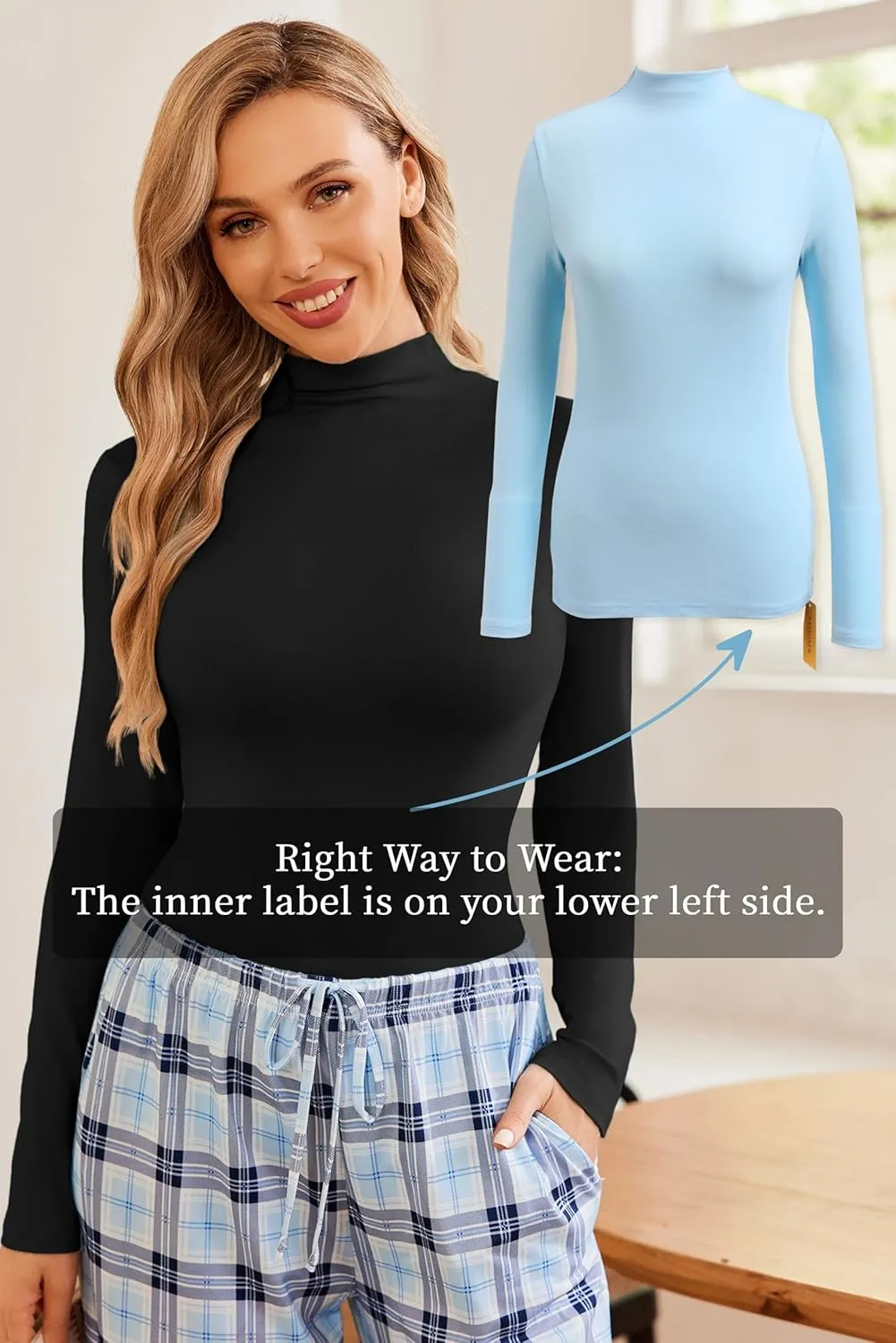 Ekouaer 3 Pack Turtleneck Shirt Women Long Sleeve Mock Neck Slim Fit Tops Winter Thermal Base Layer Soft Stretch Undershirts