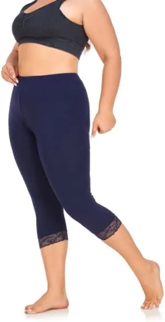 ELISS Women's Plus Size Modal Capri Leggings,Soft and Stretchy Cropped Legging 3/4 Length Pants (1X-4X)