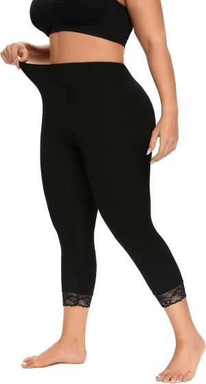 ELISS Women's Plus Size Modal Capri Leggings,Soft and Stretchy Cropped Legging 3/4 Length Pants (1X-4X)