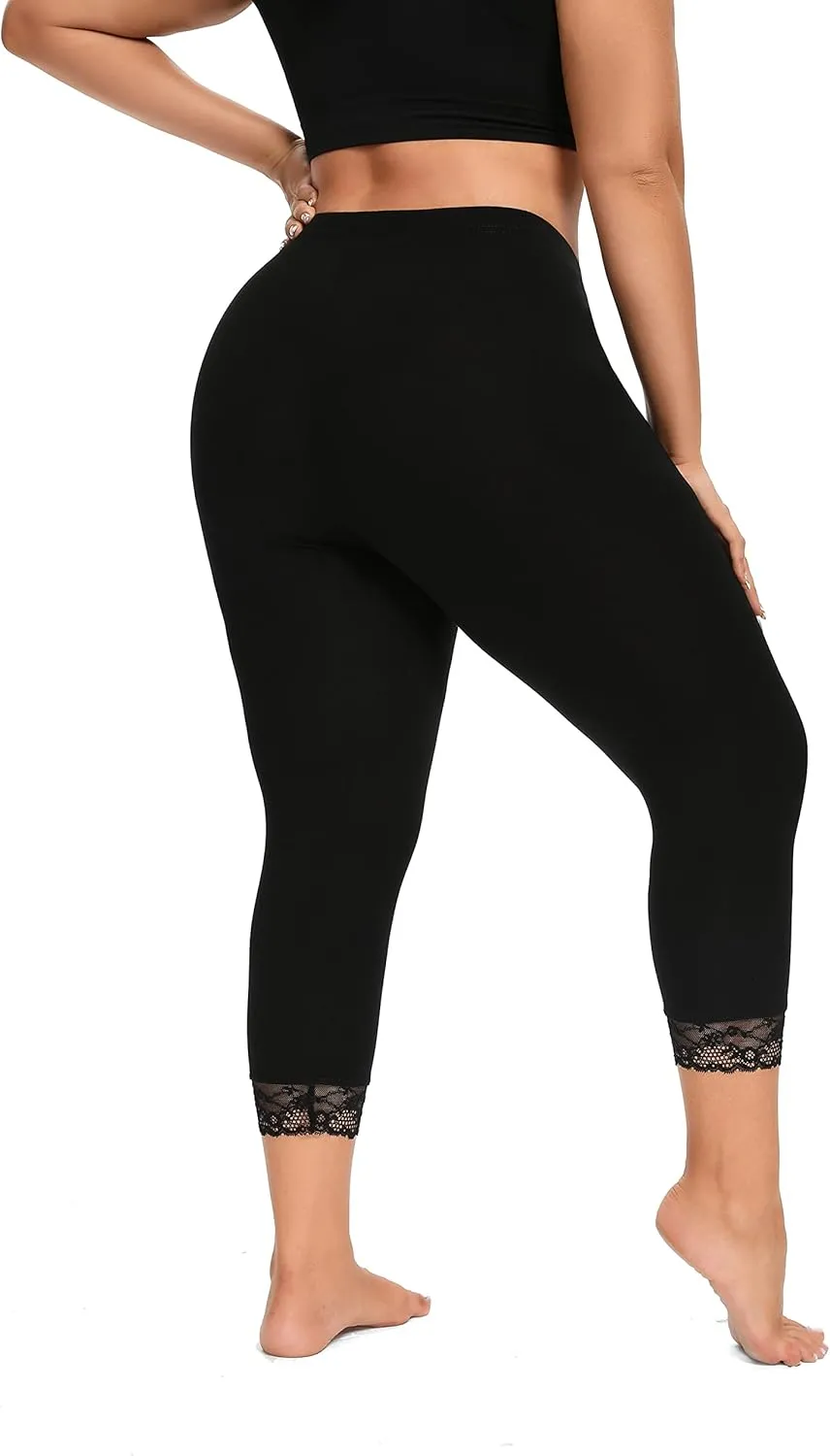 ELISS Women's Plus Size Modal Capri Leggings,Soft and Stretchy Cropped Legging 3/4 Length Pants (1X-4X)