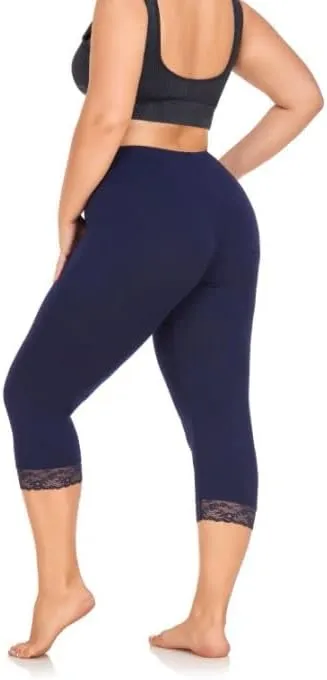 ELISS Women's Plus Size Modal Capri Leggings,Soft and Stretchy Cropped Legging 3/4 Length Pants (1X-4X)
