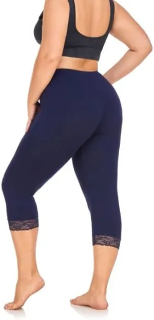 ELISS Women's Plus Size Modal Capri Leggings,Soft and Stretchy Cropped Legging 3/4 Length Pants (1X-4X)