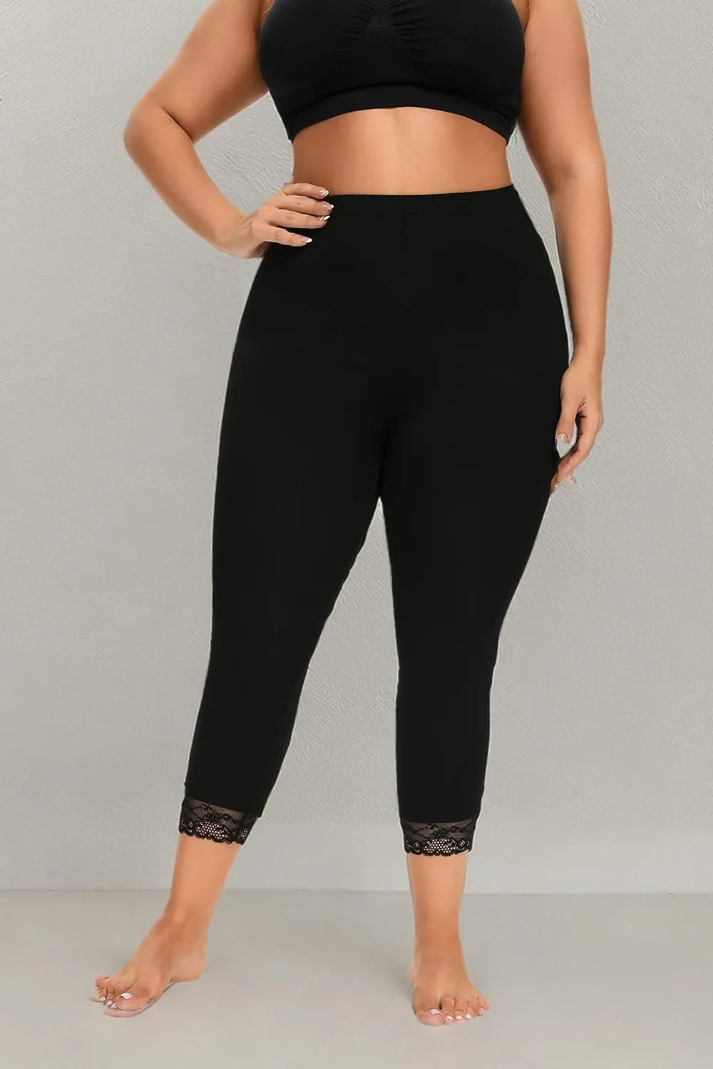 ELISS Women's Plus Size Modal Capri Leggings,Soft and Stretchy Cropped Legging 3/4 Length Pants (1X-4X)