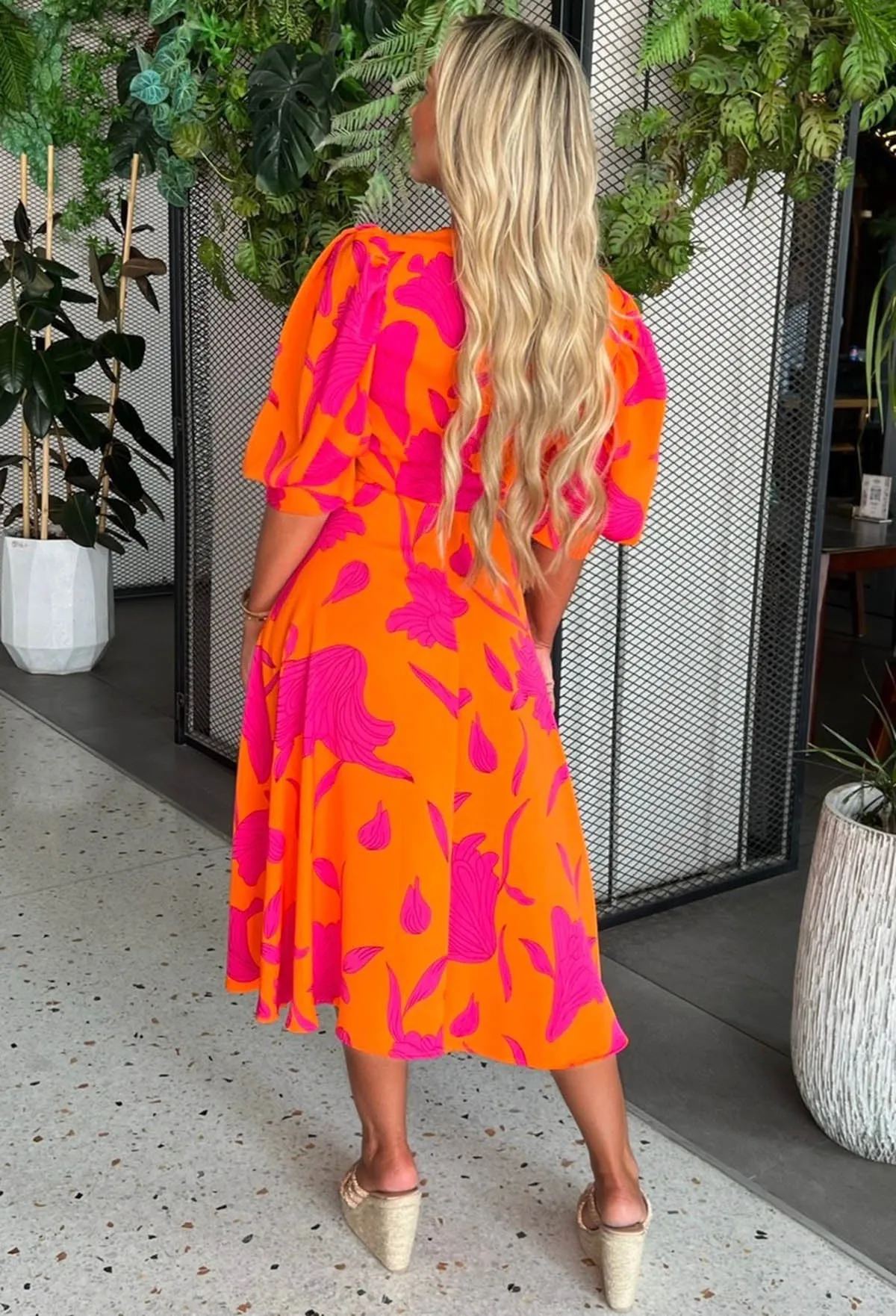 Fashion Moment Pink Floral Buckle Detail Midi Dress