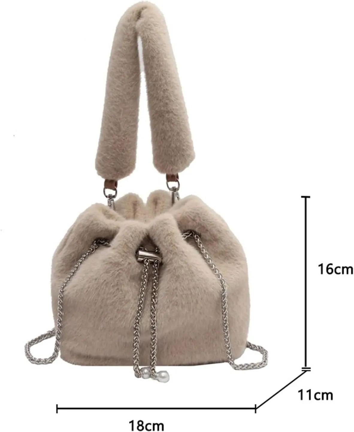 Fluffy Tote Bag Handle Tote Bags for Women Winter Bucket Bag Trend Small Soft Faux Fur Kawaii Handbags and Purse(White)