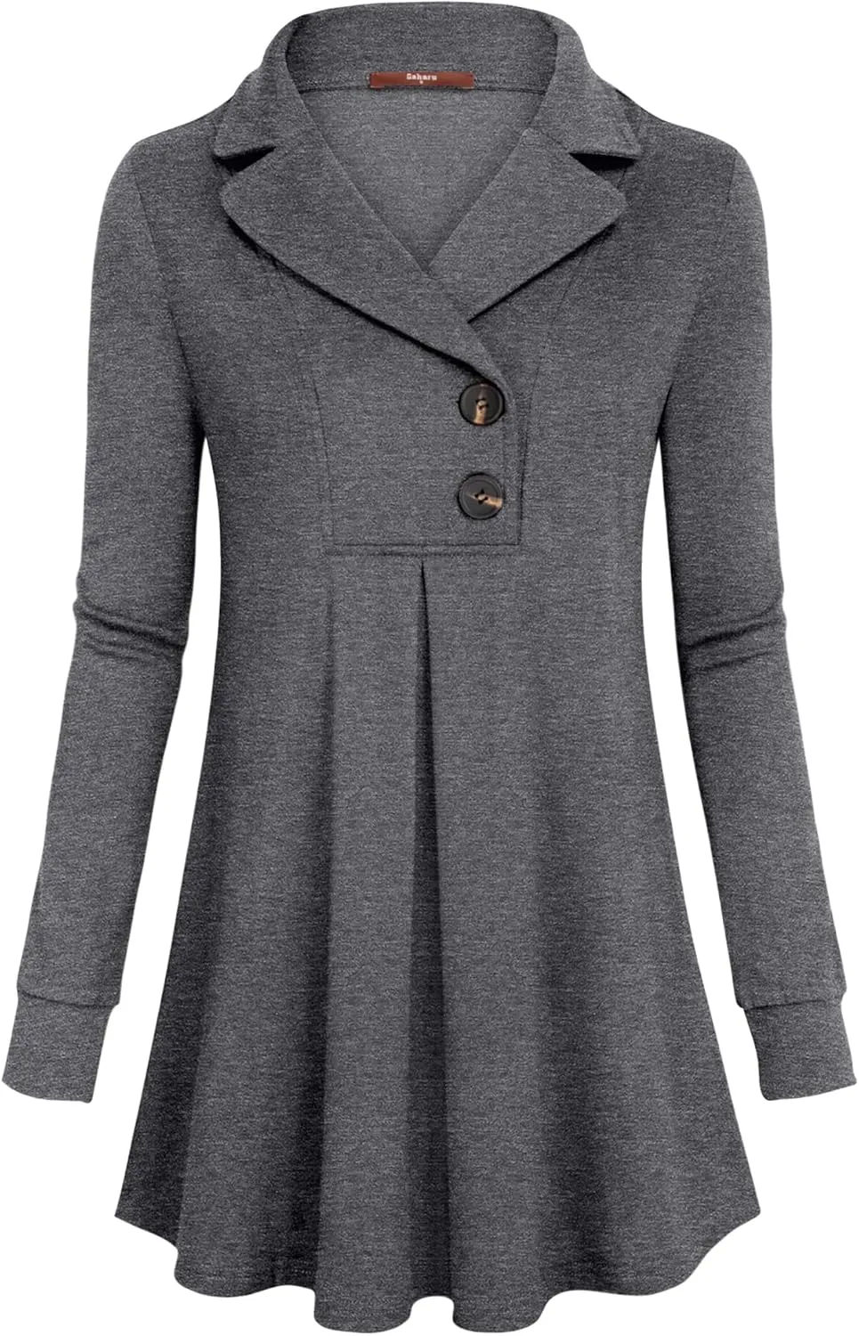 Gaharu Women's Swing Tunic Notch Collar Ladies Button Sweatshirt Long Sleeve Pullover Shirt Tops