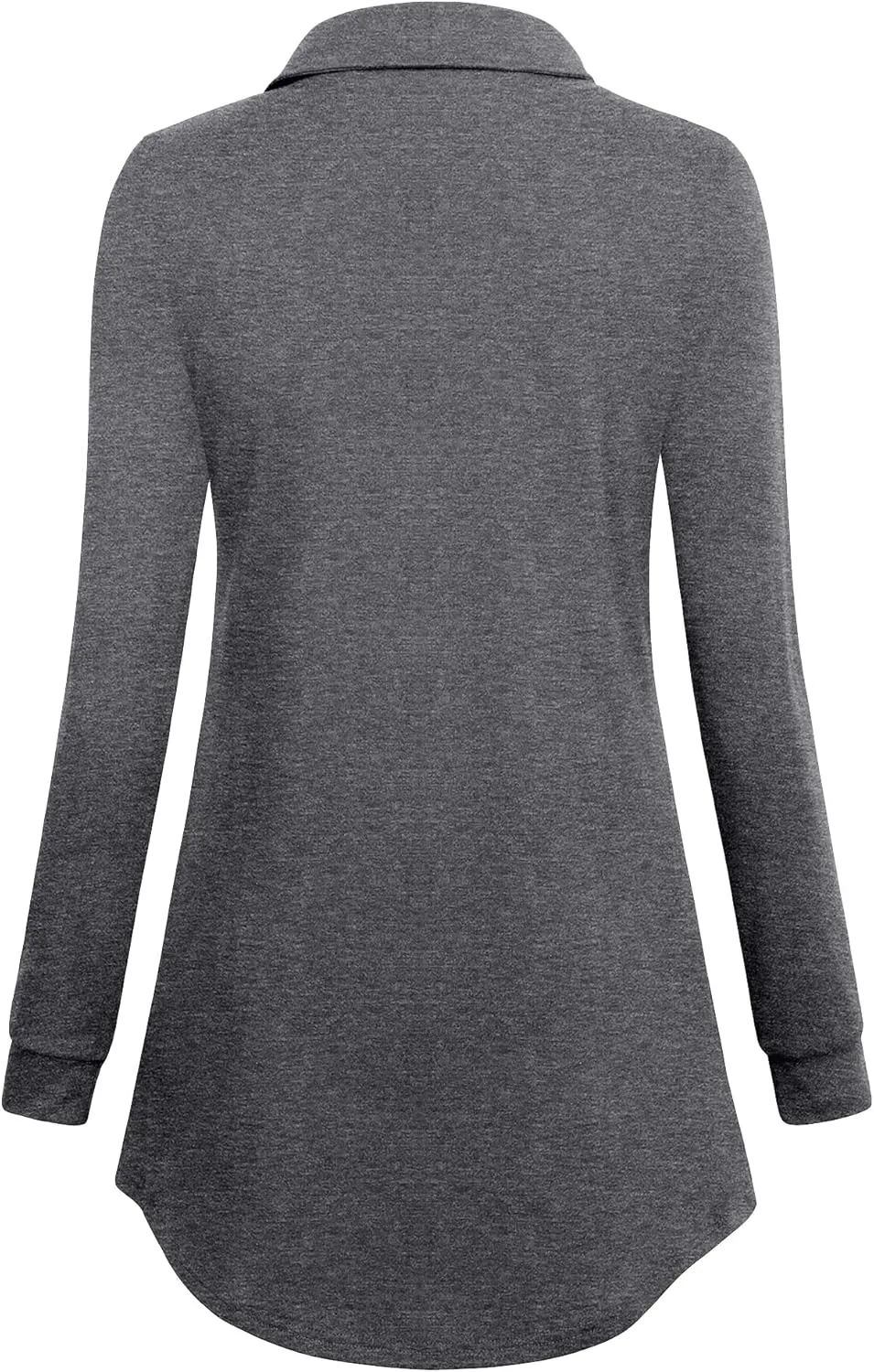 Gaharu Women's Swing Tunic Notch Collar Ladies Button Sweatshirt Long Sleeve Pullover Shirt Tops