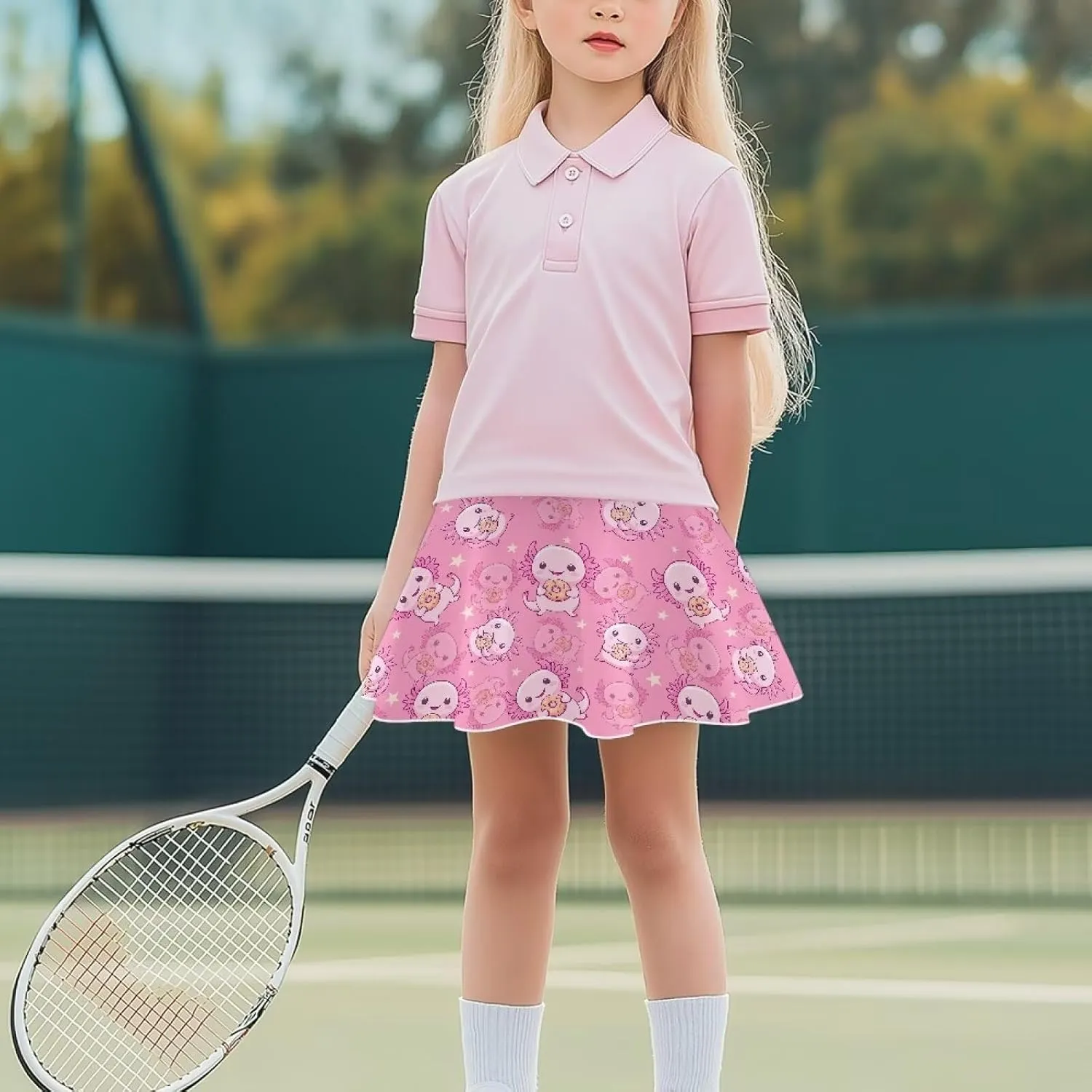 Girls Tennis Skirts with Shorts High Waisted Skater Skirt Stretchy Activewear Sports Athletic Skirts for Kids