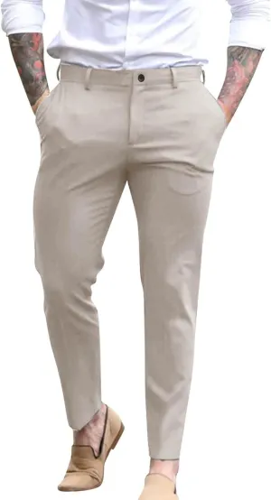 GOKKILRW Mens Slim Fit Dress Pants Stretch Skinny Flat-Front Business Work Suit Pants Casual Golf Pants Chinos