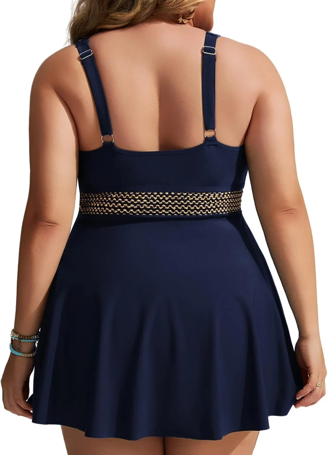 Hanna Nikole Womens Plus Size Tankini Swimsuit Two Piece Flowy Swimdress Tummy Control Bathing Suits with Shorts