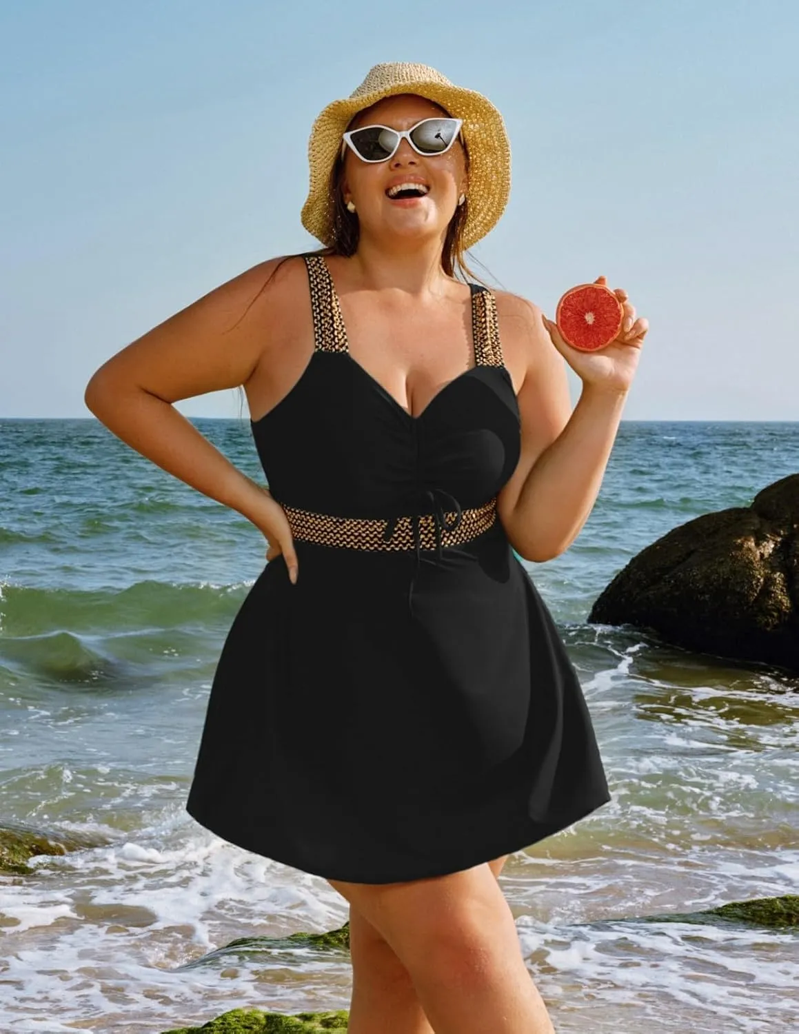 Hanna Nikole Womens Plus Size Tankini Swimsuit Two Piece Flowy Swimdress Tummy Control Bathing Suits with Shorts
