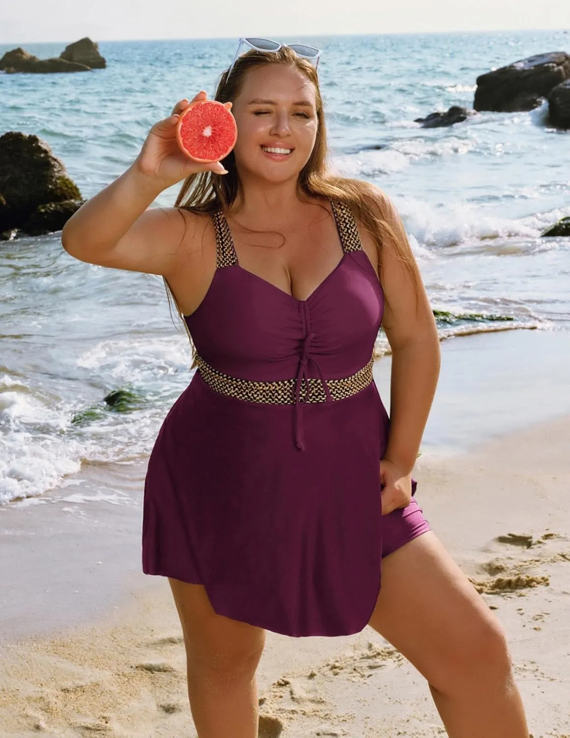Hanna Nikole Womens Plus Size Tankini Swimsuit Two Piece Flowy Swimdress Tummy Control Bathing Suits with Shorts