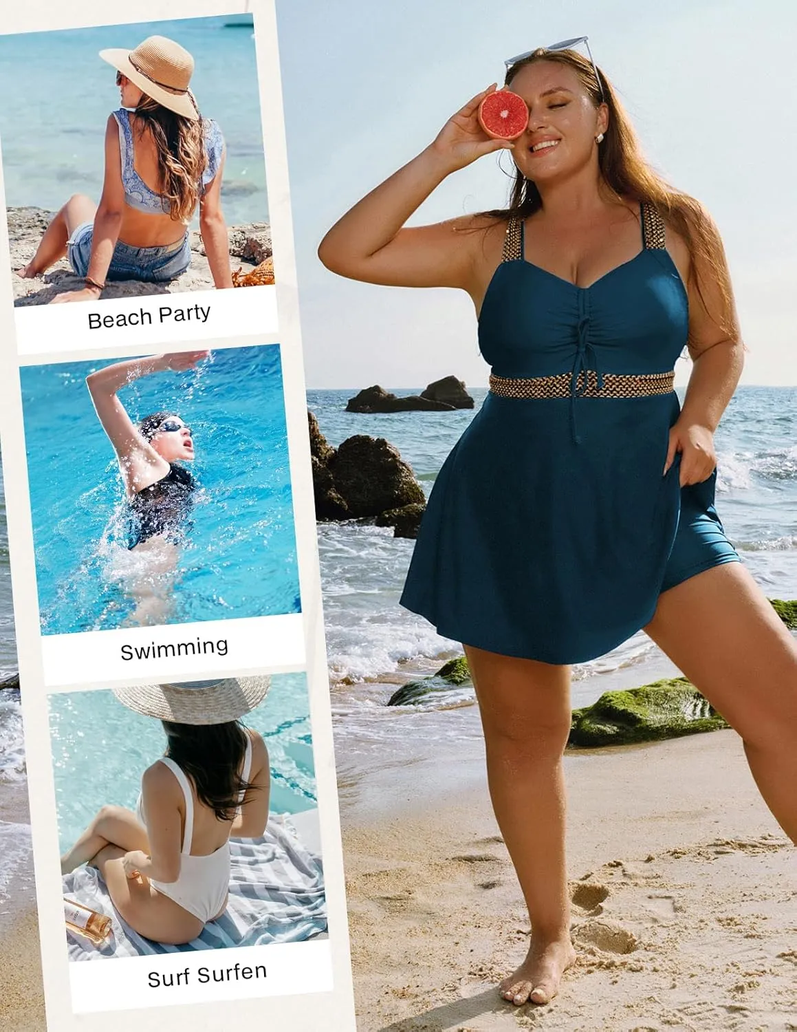 Hanna Nikole Womens Plus Size Tankini Swimsuit Two Piece Flowy Swimdress Tummy Control Bathing Suits with Shorts