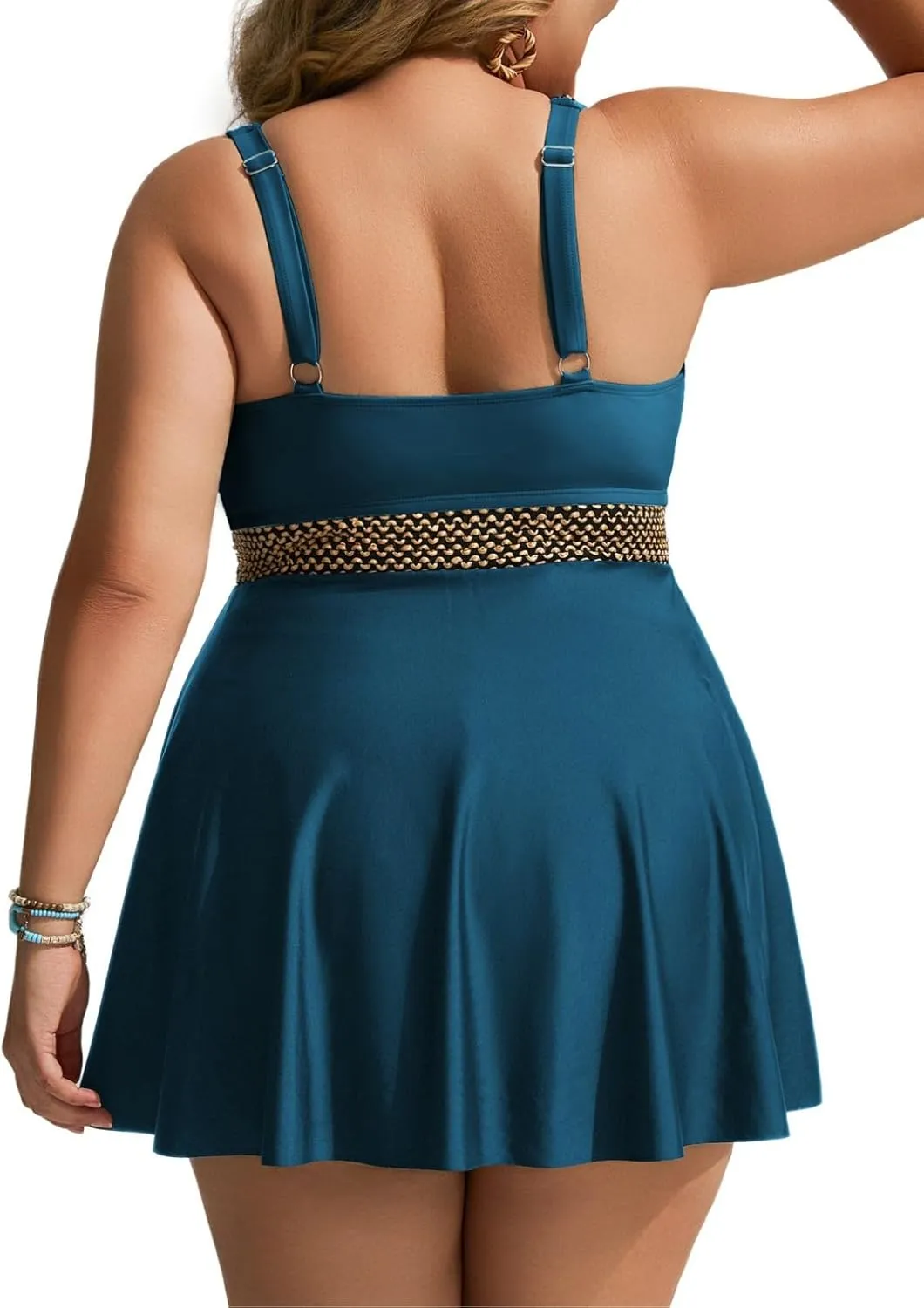 Hanna Nikole Womens Plus Size Tankini Swimsuit Two Piece Flowy Swimdress Tummy Control Bathing Suits with Shorts