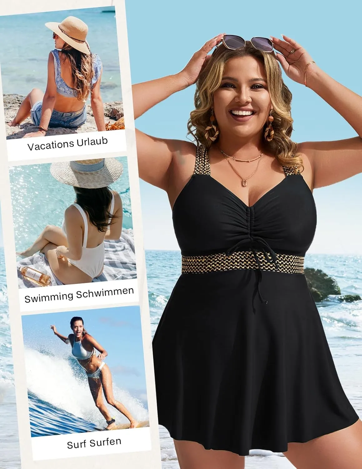 Hanna Nikole Womens Plus Size Tankini Swimsuit Two Piece Flowy Swimdress Tummy Control Bathing Suits with Shorts