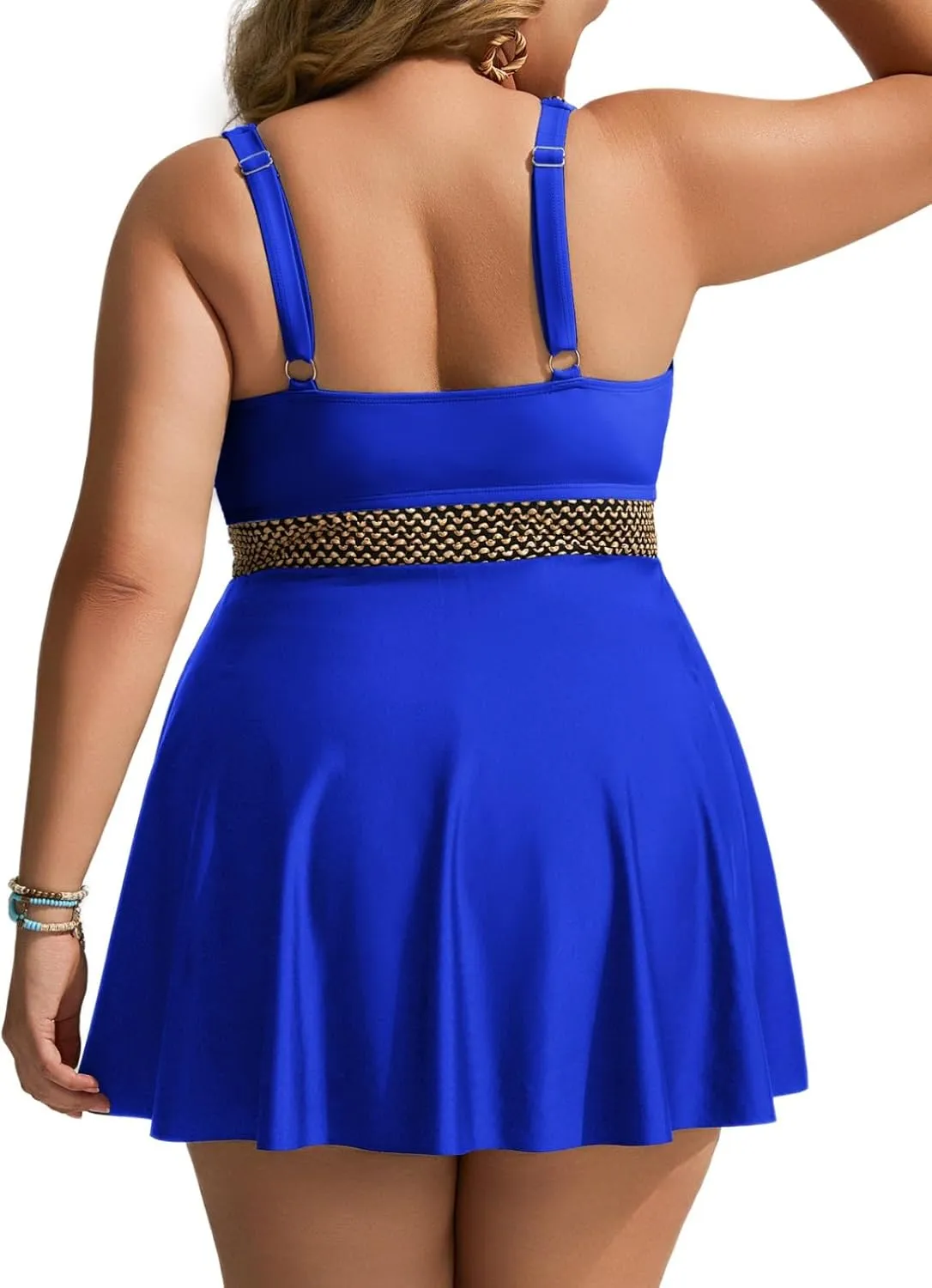 Hanna Nikole Womens Plus Size Tankini Swimsuit Two Piece Flowy Swimdress Tummy Control Bathing Suits with Shorts