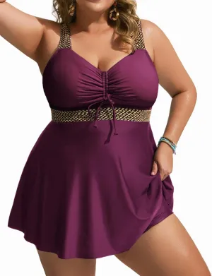 Hanna Nikole Womens Plus Size Tankini Swimsuit Two Piece Flowy Swimdress Tummy Control Bathing Suits with Shorts