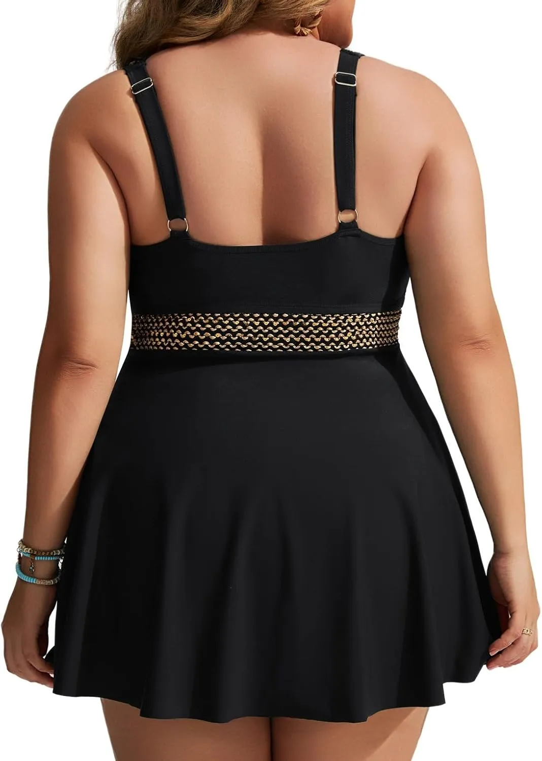 Hanna Nikole Womens Plus Size Tankini Swimsuit Two Piece Flowy Swimdress Tummy Control Bathing Suits with Shorts