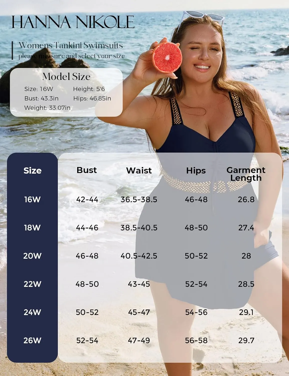 Hanna Nikole Womens Plus Size Tankini Swimsuit Two Piece Flowy Swimdress Tummy Control Bathing Suits with Shorts