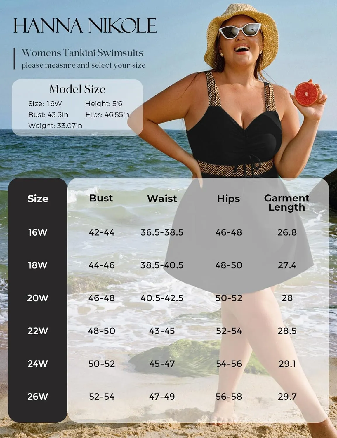 Hanna Nikole Womens Plus Size Tankini Swimsuit Two Piece Flowy Swimdress Tummy Control Bathing Suits with Shorts
