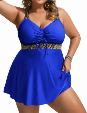 Hanna Nikole Womens Plus Size Tankini Swimsuit Two Piece Flowy Swimdress Tummy Control Bathing Suits with Shorts