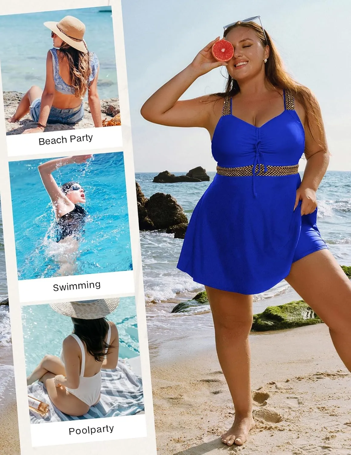 Hanna Nikole Womens Plus Size Tankini Swimsuit Two Piece Flowy Swimdress Tummy Control Bathing Suits with Shorts
