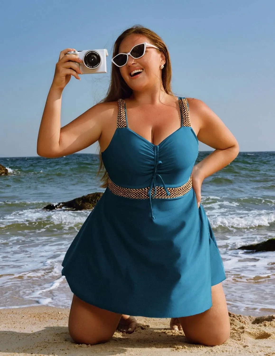 Hanna Nikole Womens Plus Size Tankini Swimsuit Two Piece Flowy Swimdress Tummy Control Bathing Suits with Shorts