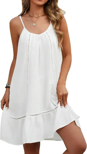 HEEKPEK Womens Bathing Suit Cover Up Spaghetti Strap Sleeveless Dress Summer Beach Flowy Sundresses Swimsuit Swimwear Coverup