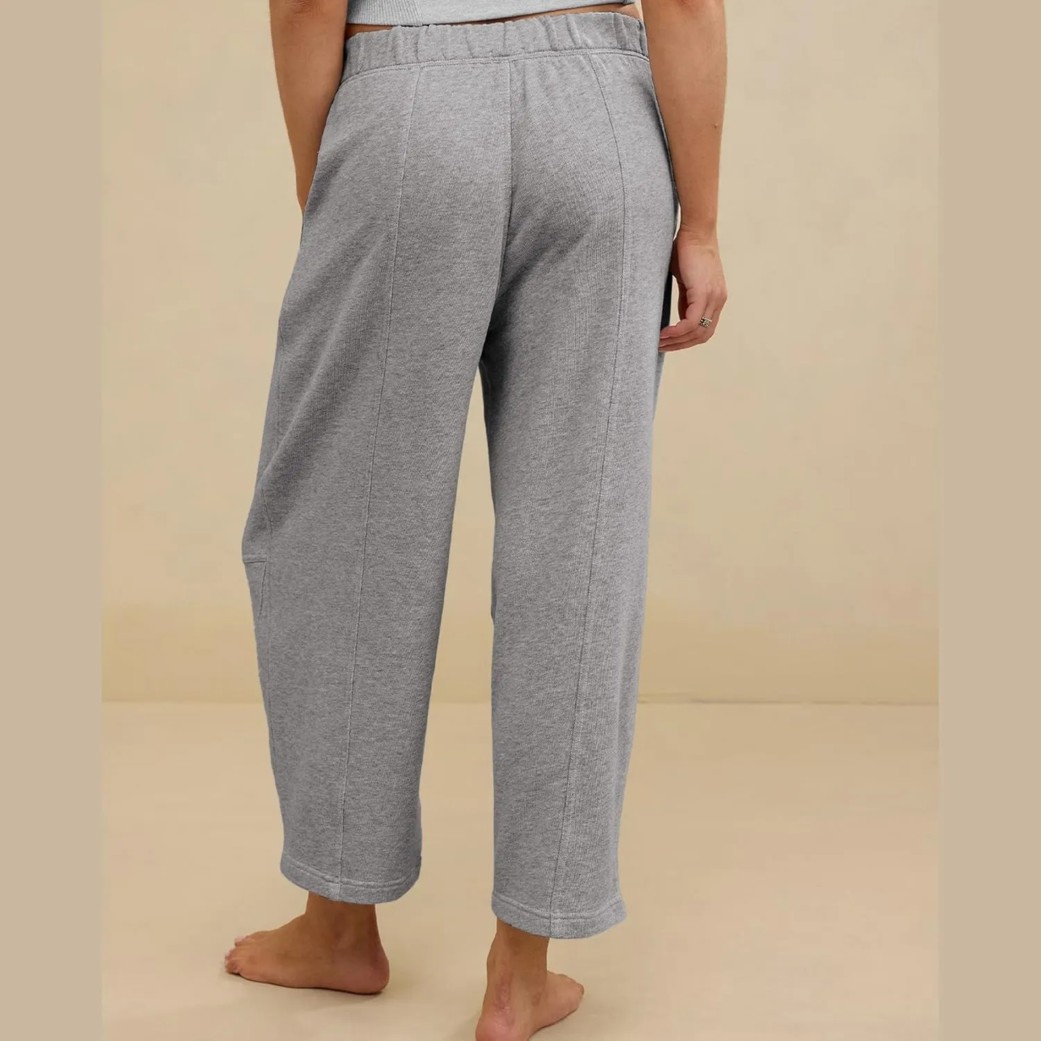 Hixiaohe Womens Baggy Wide Leg Pants Casual Barrel Trousers Elastic Waisted Sweatpant Palazzo Harem Pants with Pockets