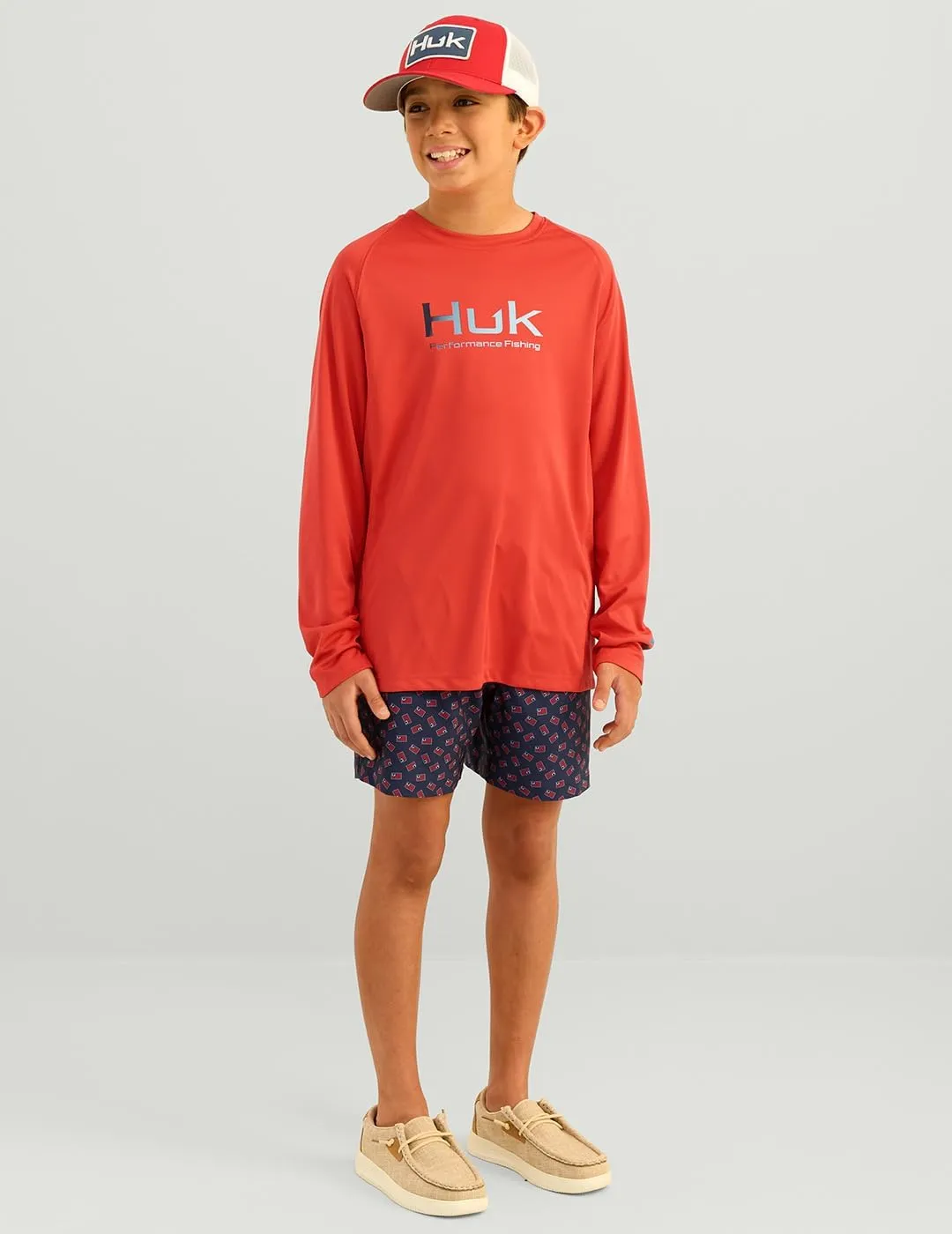 HUK Boy's Pursuit Solid Long Sleeve, Fishing Shirt for Kids