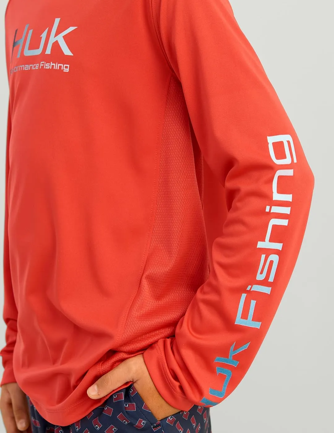 HUK Boy's Pursuit Solid Long Sleeve, Fishing Shirt for Kids