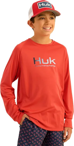 HUK Boy's Pursuit Solid Long Sleeve, Fishing Shirt for Kids
