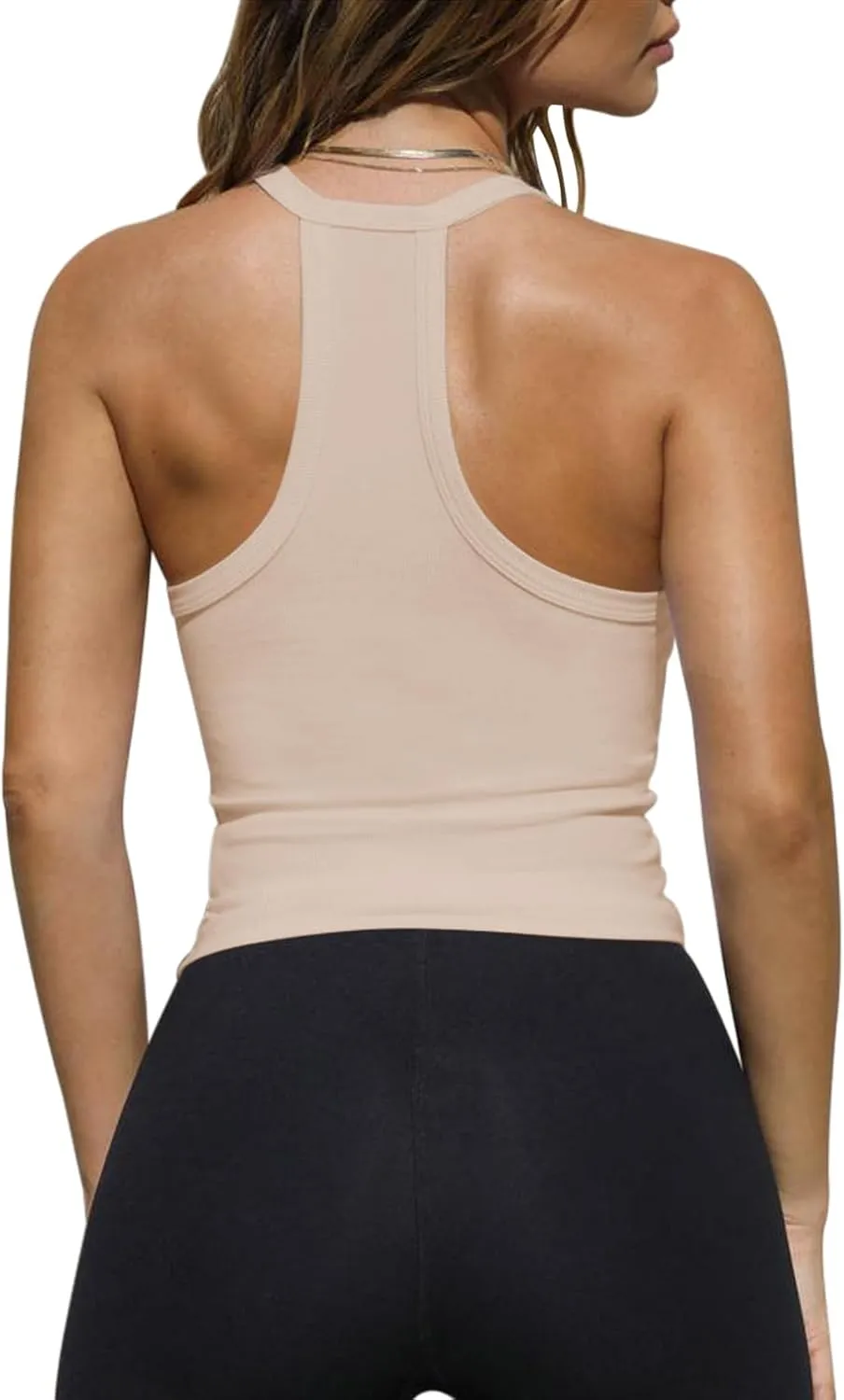 Imily Bela Womens Racerback Tank Tops Summer V Neck Ribbed Knit Yoga Workout Camisole Top