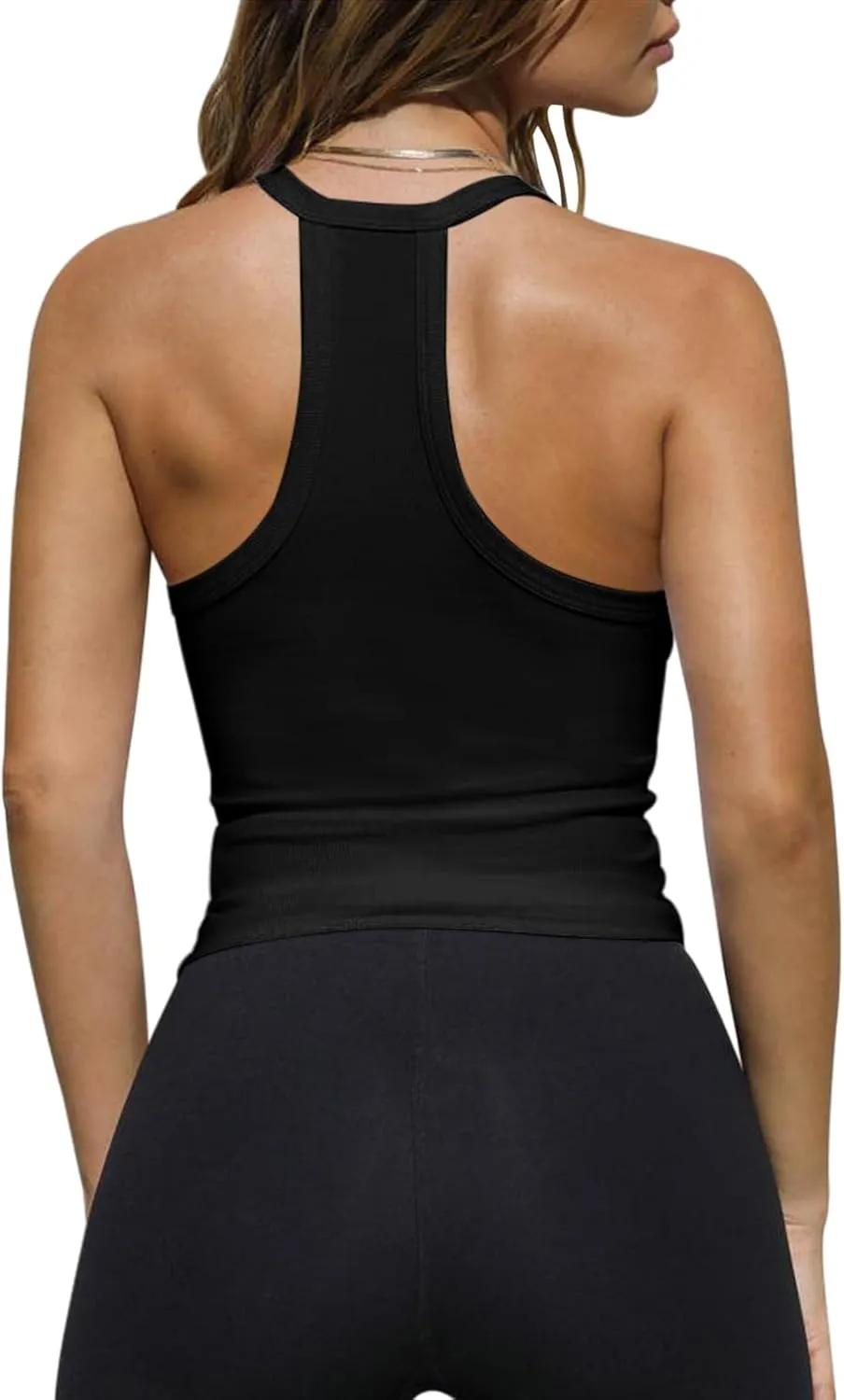 Imily Bela Womens Racerback Tank Tops Summer V Neck Ribbed Knit Yoga Workout Camisole Top