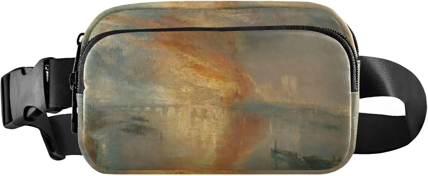 J. M. W. Turner Burning Sea Painting Fanny Packs Women Waterproof Everywhere Belt Bag Cute Crossbody Waist Bag