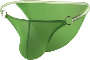 JEsilunmaMY Mens Breathable Bikini Briefs Ice Silk Low Rise Bulge Pouch G-String Thongs Solid Color Stretch Hollow Underwear (Green,Large)