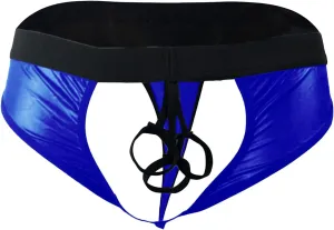 JEsilunmaMY Sexy Open Front Briefs for Men Mid Waist Hollow Out Leather Jockstrap Panties Cut Out Lingerie Bikini Underwear