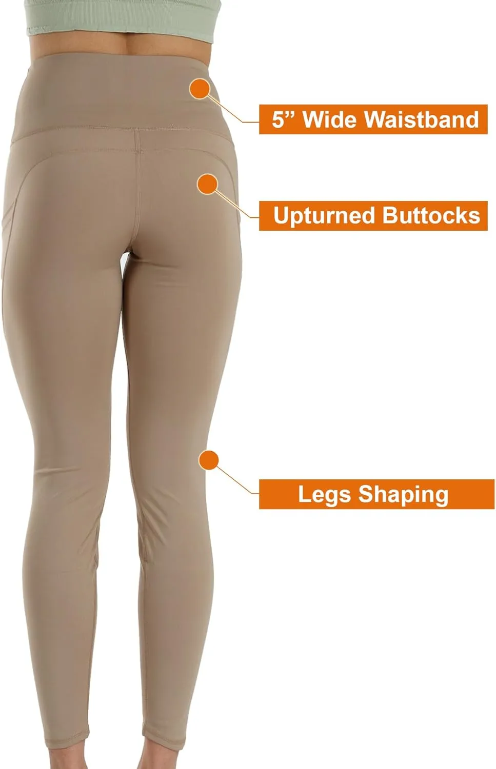 Kuda Moda 3-Pack Women's High Waist Yoga Leggings with Two Side Pockets Sports Legging Pants