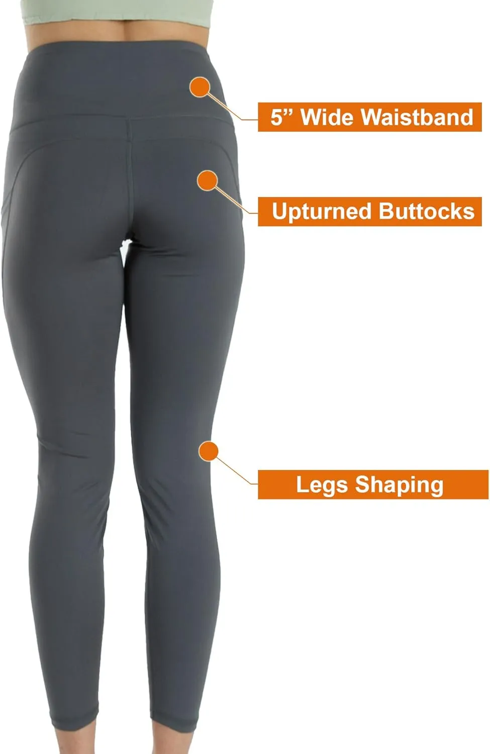 Kuda Moda 3-Pack Women's High Waist Yoga Leggings with Two Side Pockets Sports Legging Pants