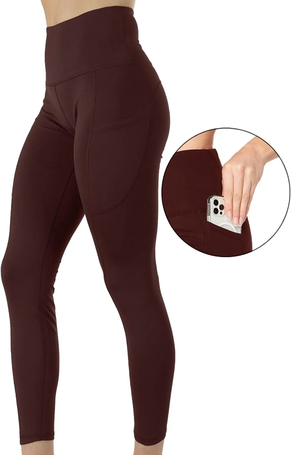 Kuda Moda 3-Pack Women's High Waist Yoga Leggings with Two Side Pockets Sports Legging Pants