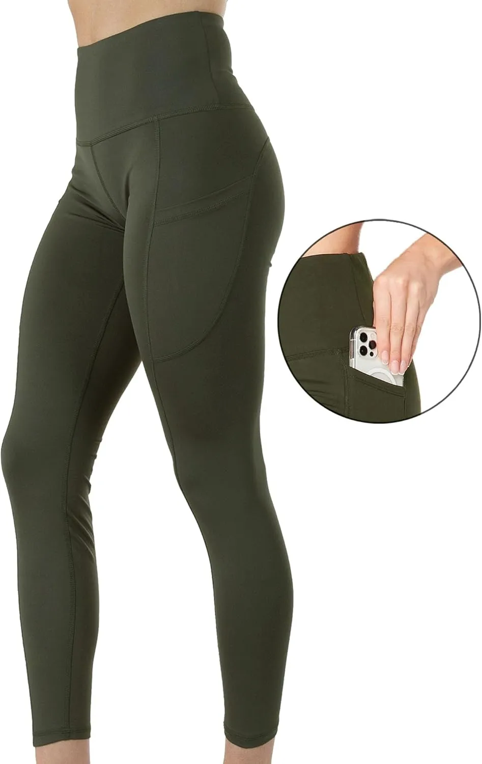 Kuda Moda 3-Pack Women's High Waist Yoga Leggings with Two Side Pockets Sports Legging Pants