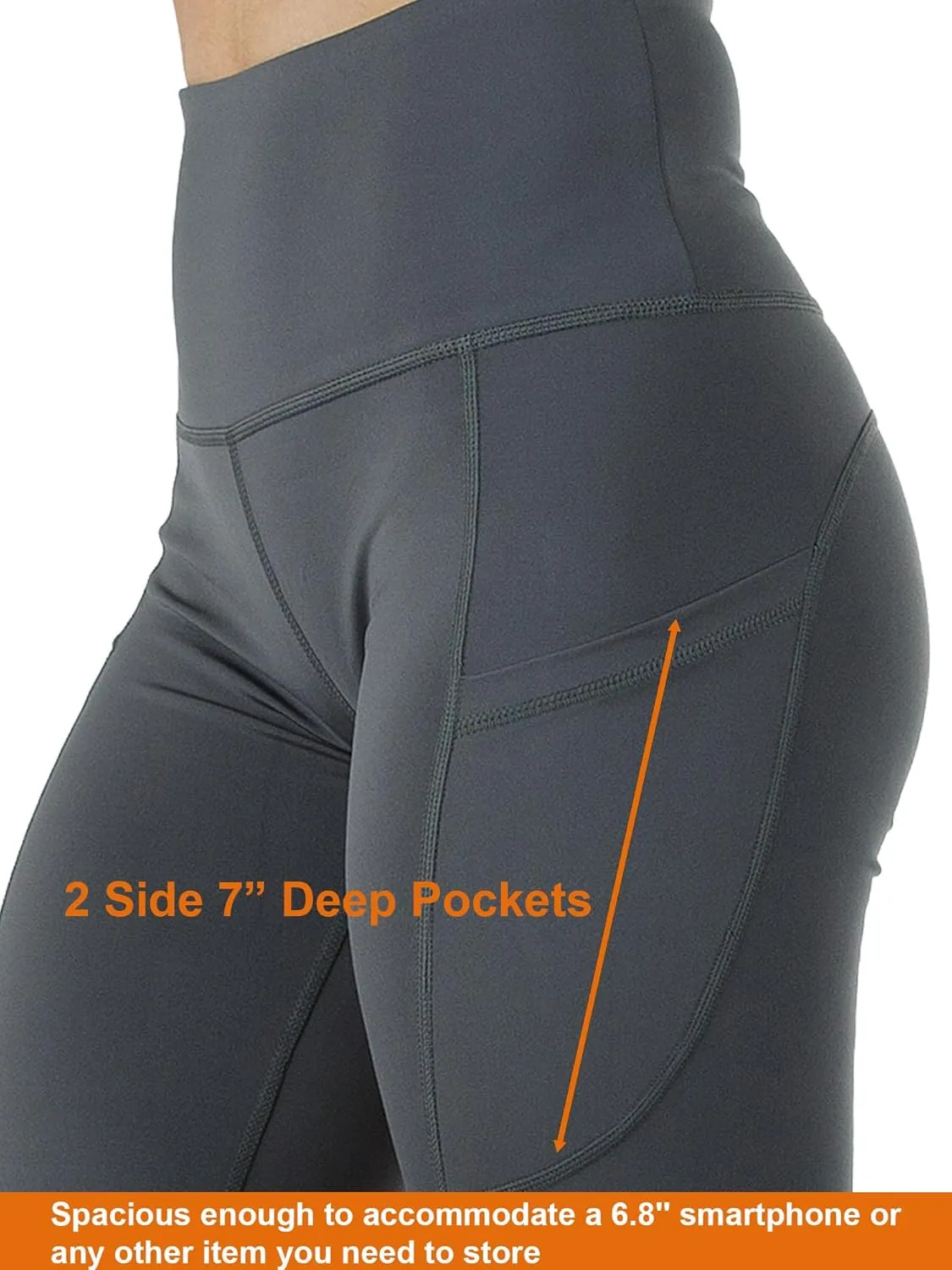 Kuda Moda 3-Pack Women's High Waist Yoga Leggings with Two Side Pockets Sports Legging Pants
