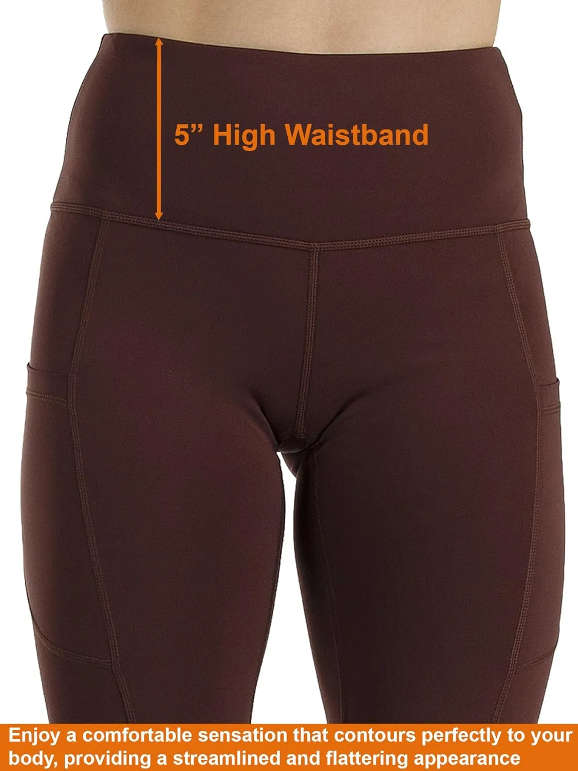 Kuda Moda 3-Pack Women's High Waist Yoga Leggings with Two Side Pockets Sports Legging Pants