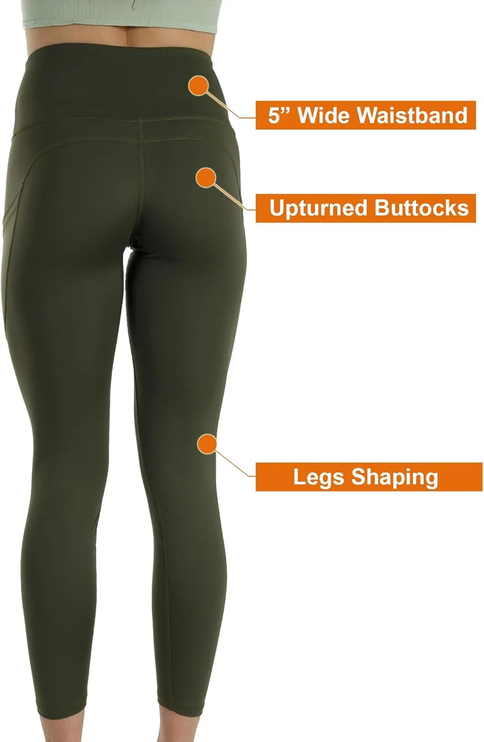 Kuda Moda 3-Pack Women's High Waist Yoga Leggings with Two Side Pockets Sports Legging Pants