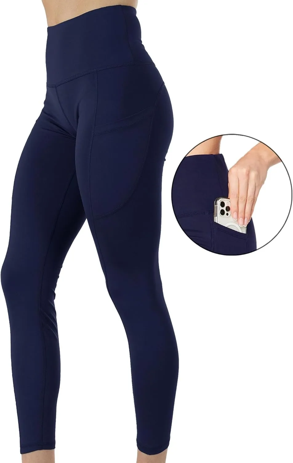 Kuda Moda 3-Pack Women's High Waist Yoga Leggings with Two Side Pockets Sports Legging Pants