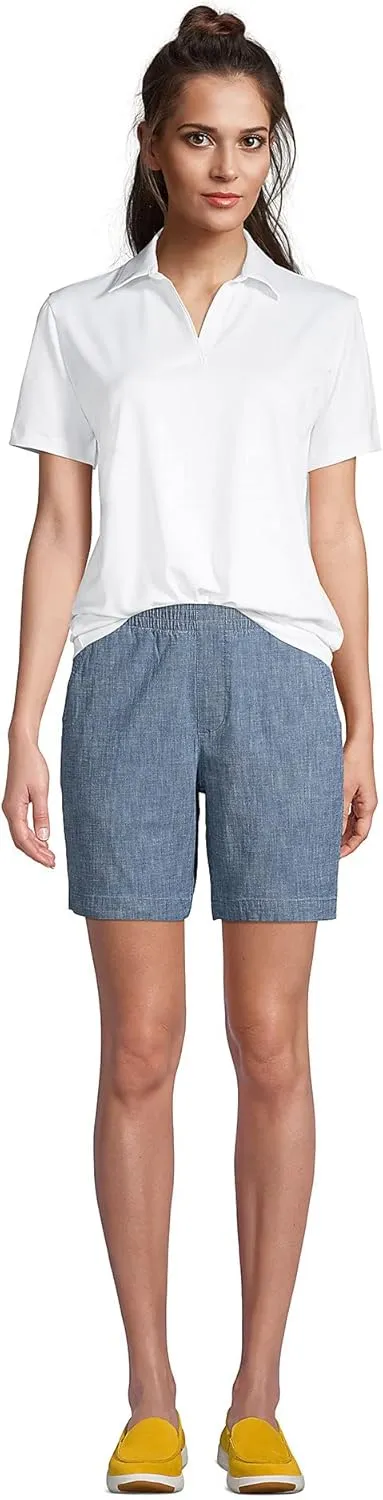 Lands' End Women's Short Sleeve Rapid Dry Sport Neck Polo Shirt