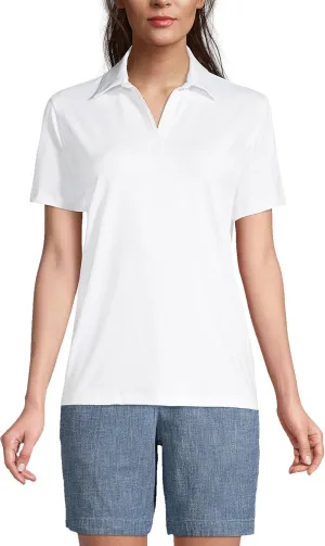 Lands' End Women's Short Sleeve Rapid Dry Sport Neck Polo Shirt