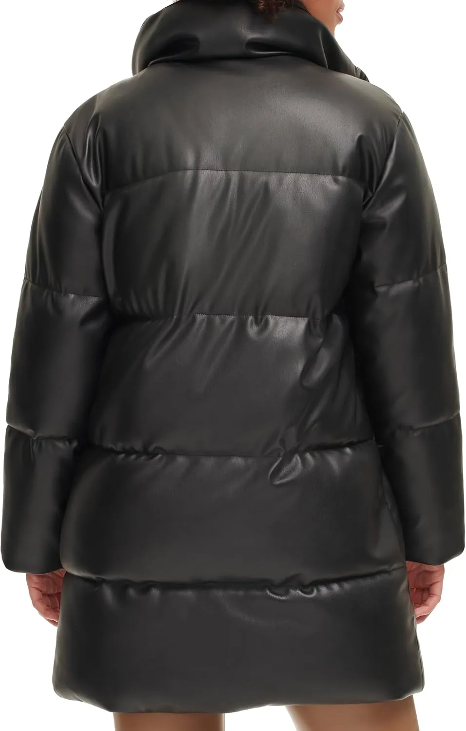 Levi's Women's Faux Leather Mid-Length Puffer Coat