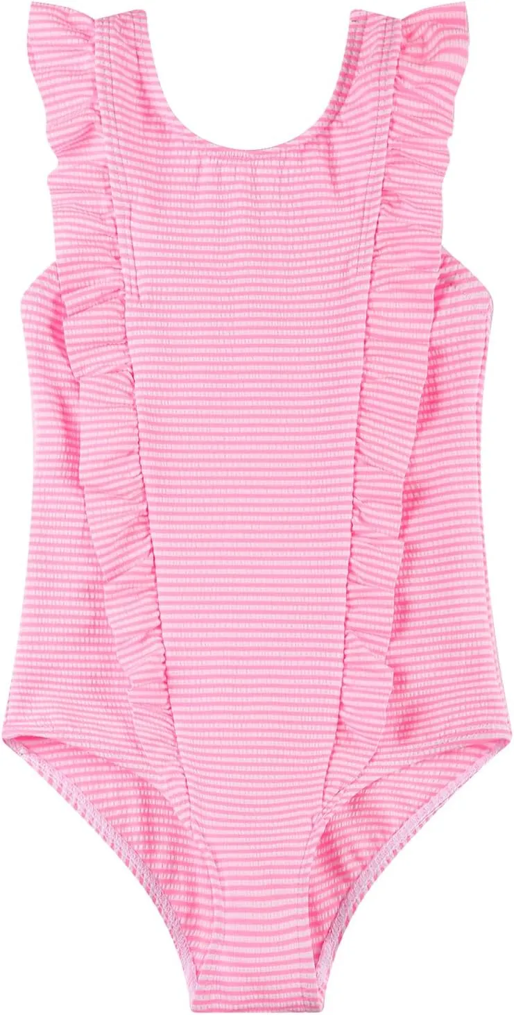LIZENS Girls Swimsuit Kids Scalloped One Piece Ruffle Swimsuit Girls Swimwear Print