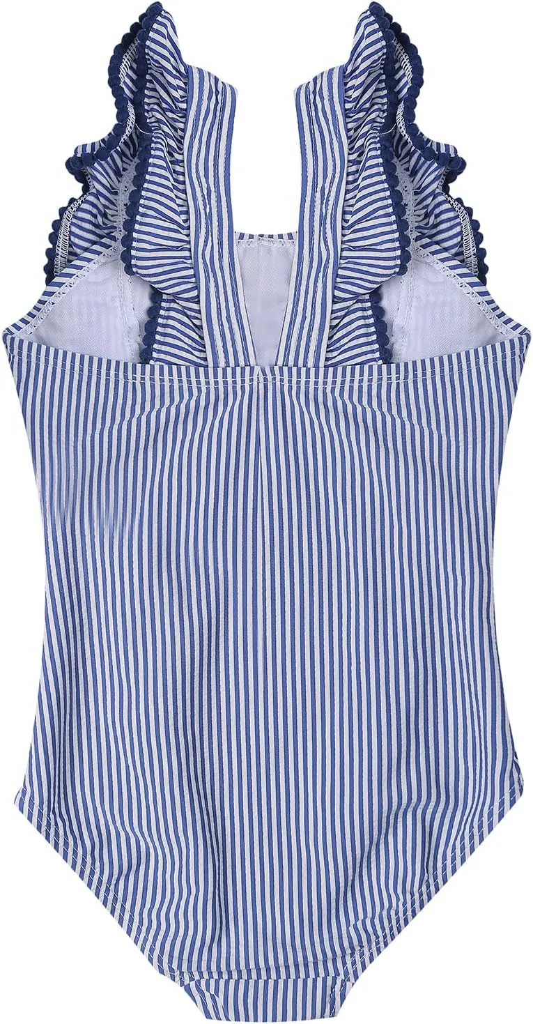 LIZENS Girls Swimsuit Kids Scalloped One Piece Ruffle Swimsuit Girls Swimwear Print